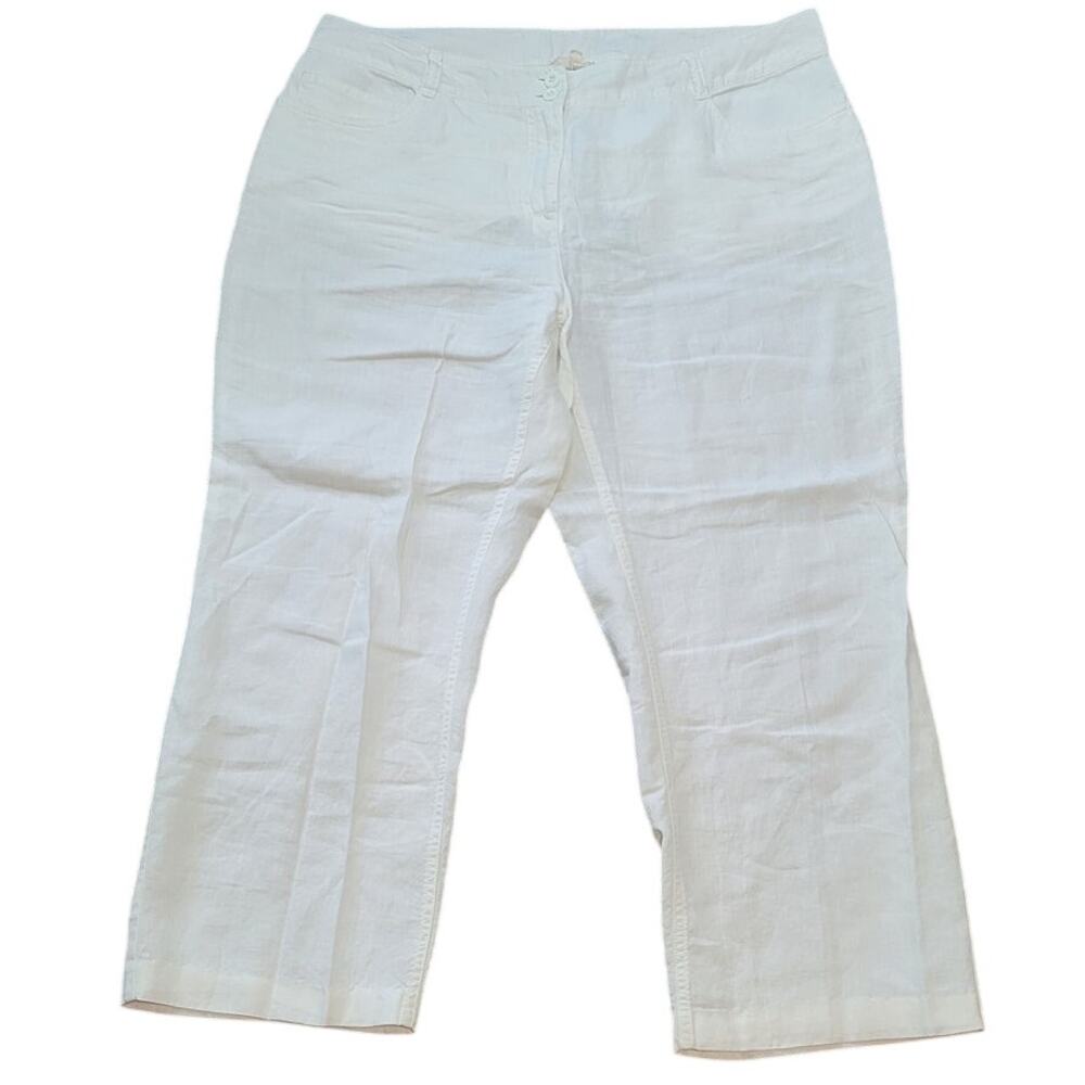 Eileen Fisher Linen Lantern Pants Bone Wide Leg L